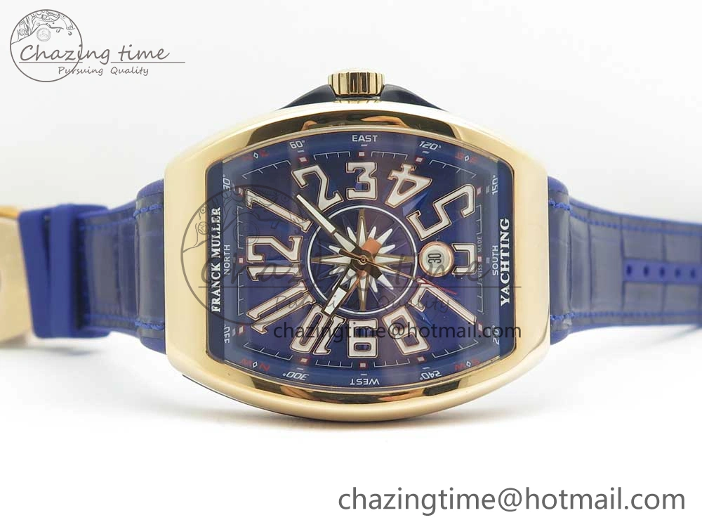 Vanguard V45 RG ABF Best Edition Blue Dial Numbers Markers on Blue Gummy Strap A Trendsetting 6572