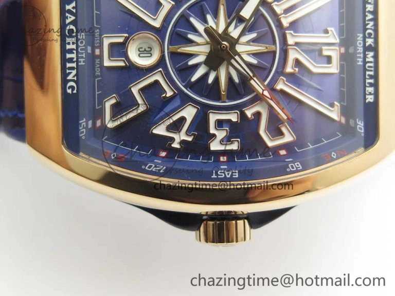 Vanguard V45 RG ABF Best Edition Blue Dial Numbers Markers on Blue Gummy Strap A Trendsetting 6572