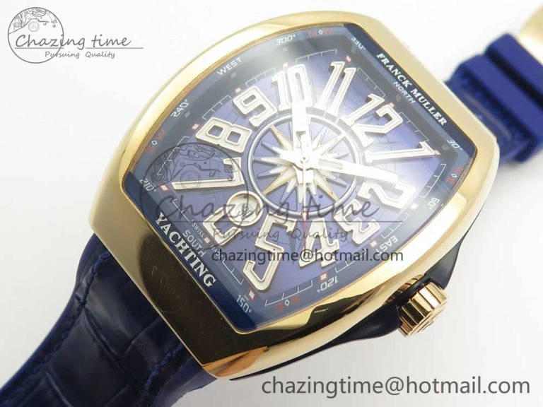 Vanguard V45 RG ABF Best Edition Blue Dial Numbers Markers on Blue Gummy Strap A Trendsetting 6572