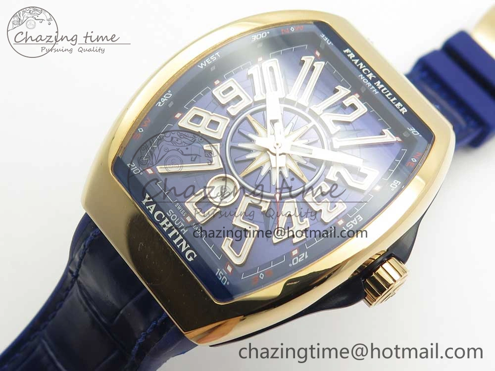 Vanguard V45 RG ABF Best Edition Blue Dial Numbers Markers on Blue Gummy Strap A Trendsetting 6572