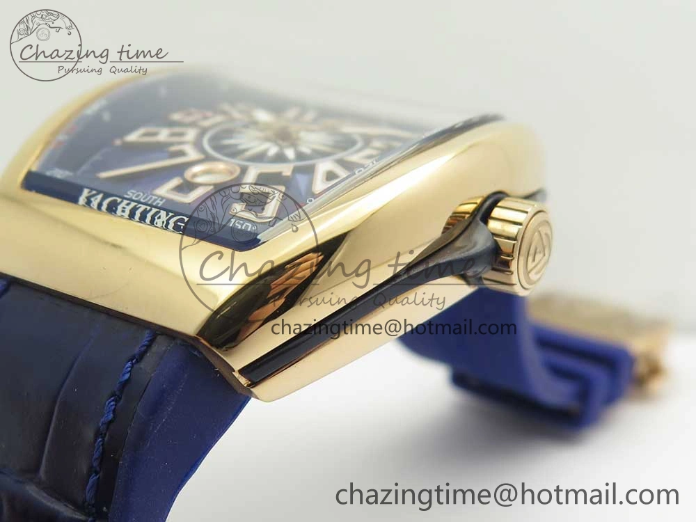 Vanguard V45 RG ABF Best Edition Blue Dial Numbers Markers on Blue Gummy Strap A Trendsetting 6572