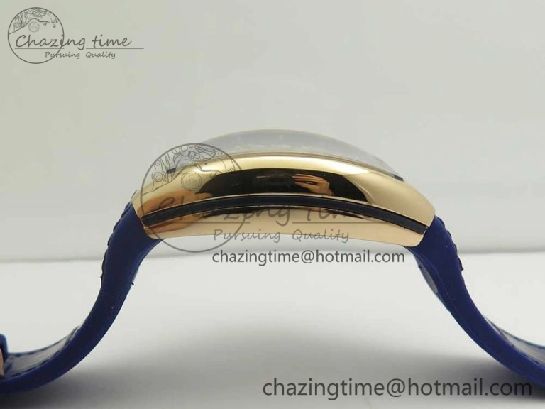 Vanguard V45 RG ABF Best Edition Blue Dial Numbers Markers on Blue Gummy Strap A Trendsetting 6572