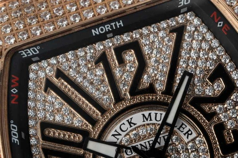 Vanguard V45 RG ABF Best Edition Full Diamonds Dial on Black Leather Strap A Contemporary 6526