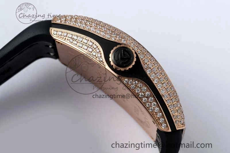 Vanguard V45 RG ABF Best Edition Full Diamonds Dial on Black Leather Strap A Contemporary 6526