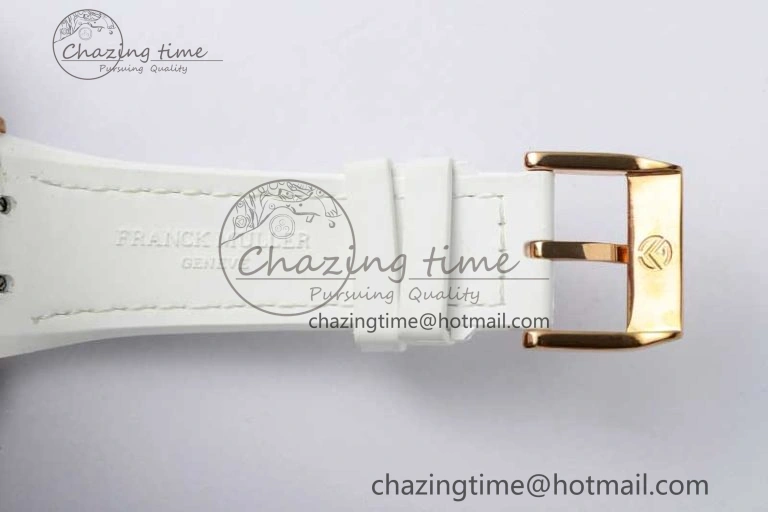 Original Vanguard V45 RG ABF Best Edition Full Diamonds Dial on White Leather Strap A 6519