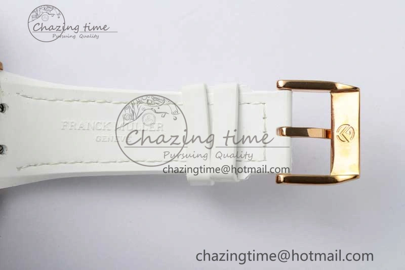 Original Vanguard V45 RG ABF Best Edition Full Diamonds Dial on White Leather Strap A 6519