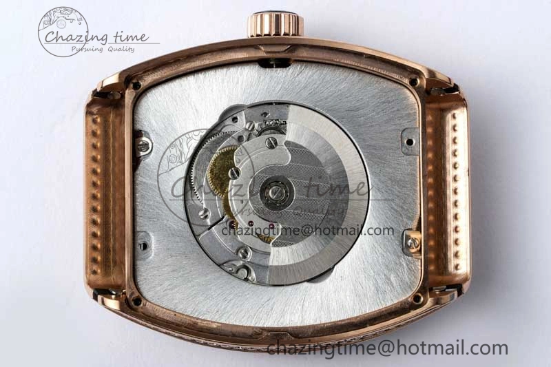 Original Vanguard V45 RG ABF Best Edition Full Diamonds Dial on White Leather Strap A 6519