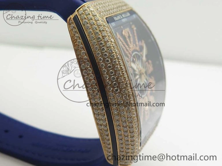 Vanguard V45 RG Full Diamonds Blue Textured Diamonds Markers on Blue Gummy Strap A StreetReady 6570