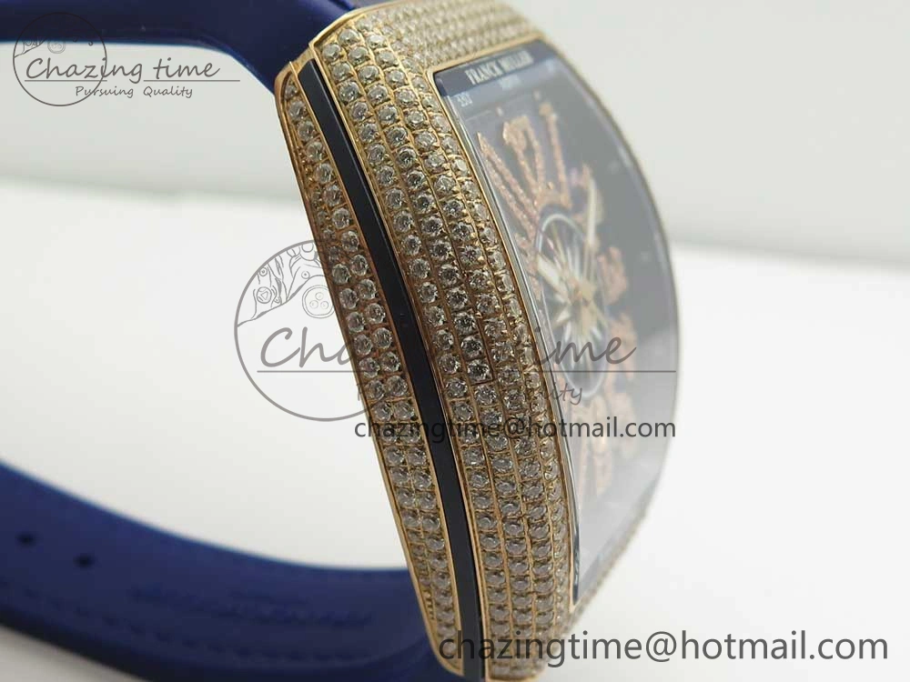 Vanguard V45 RG Full Diamonds Blue Textured Diamonds Markers on Blue Gummy Strap A StreetReady 6570
