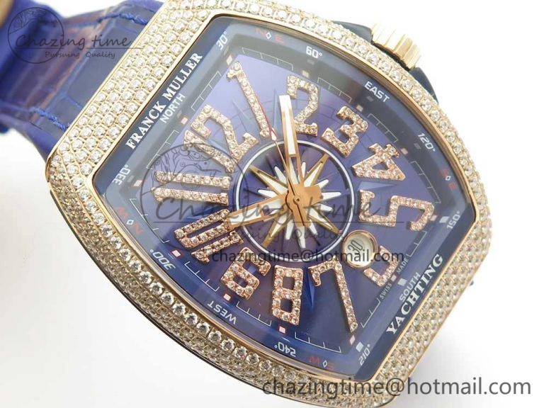 Vanguard V45 RG Full Diamonds Blue Textured Diamonds Markers on Blue Gummy Strap A StreetReady 6570