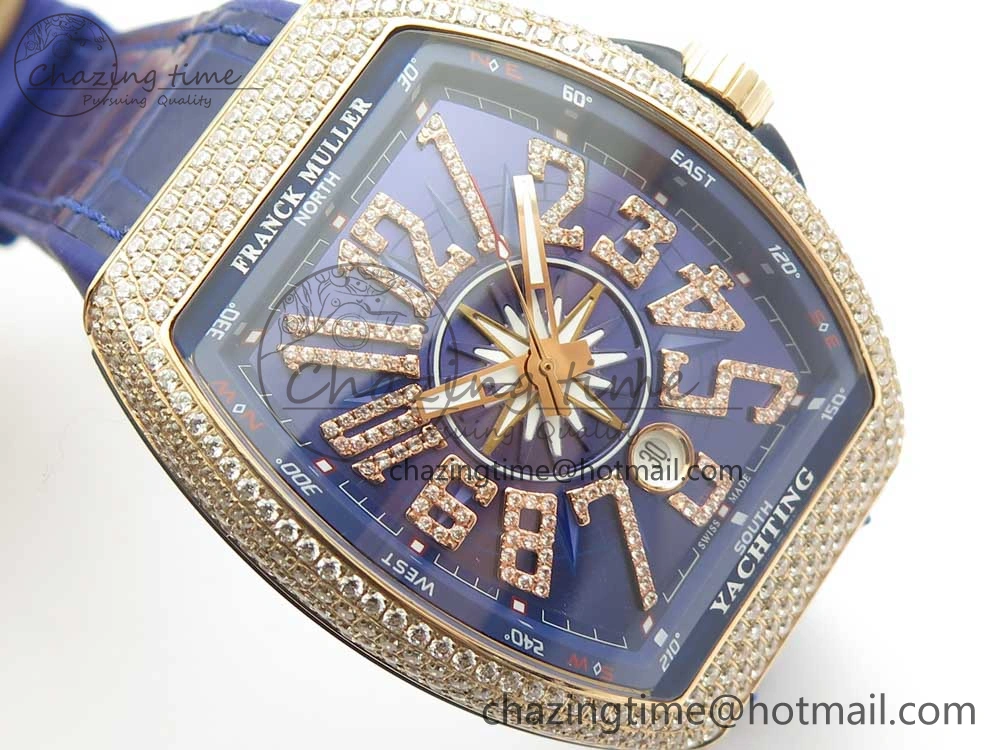 Vanguard V45 RG Full Diamonds Blue Textured Diamonds Markers on Blue Gummy Strap A StreetReady 6570