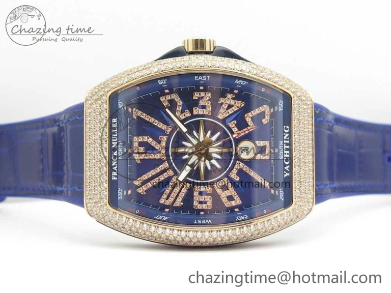 Vanguard V45 RG Full Diamonds Blue Textured Diamonds Markers on Blue Gummy Strap A StreetReady 6570