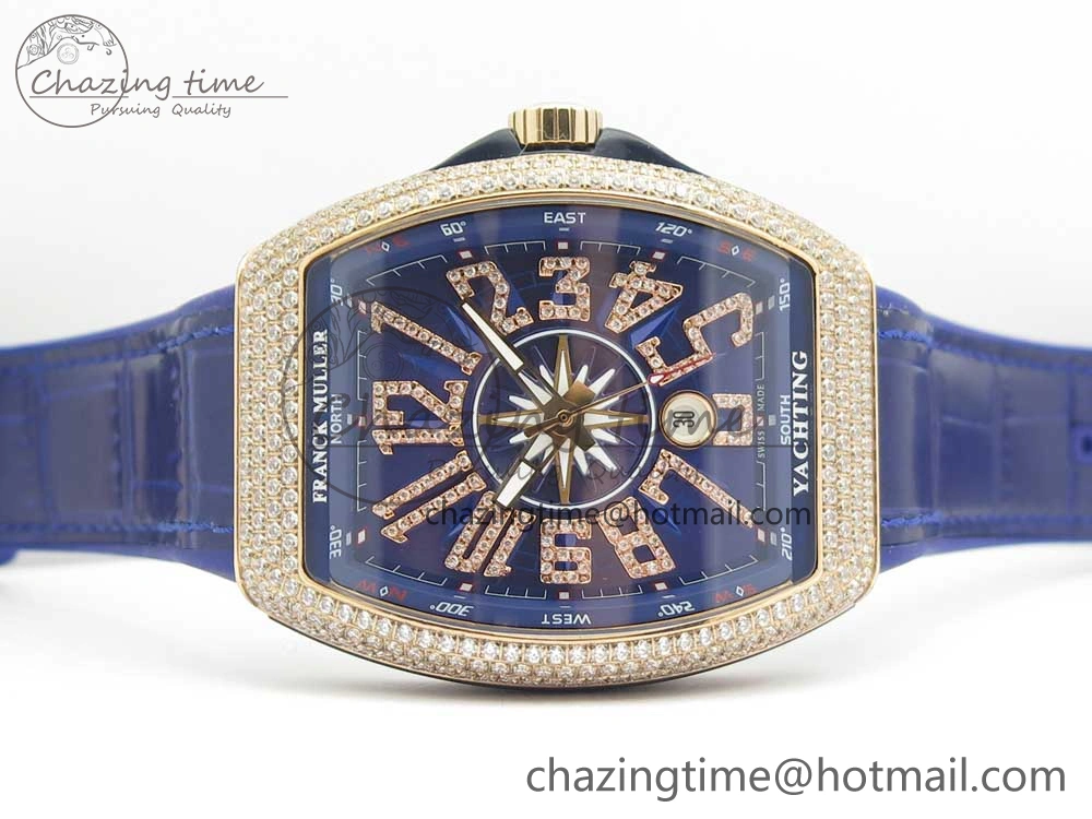 Vanguard V45 RG Full Diamonds Blue Textured Diamonds Markers on Blue Gummy Strap A StreetReady 6570