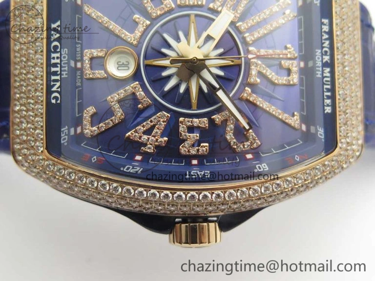Vanguard V45 RG Full Diamonds Blue Textured Diamonds Markers on Blue Gummy Strap A StreetReady 6570
