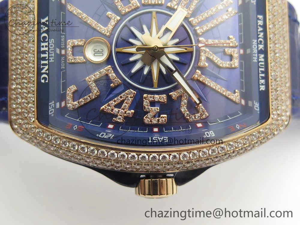 Vanguard V45 RG Full Diamonds Blue Textured Diamonds Markers on Blue Gummy Strap A StreetReady 6570