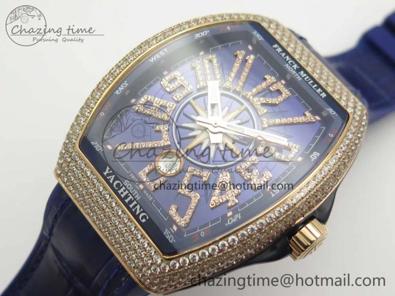 Vanguard V45 RG Full Diamonds Blue Textured Diamonds Markers on Blue Gummy Strap A StreetReady 6570