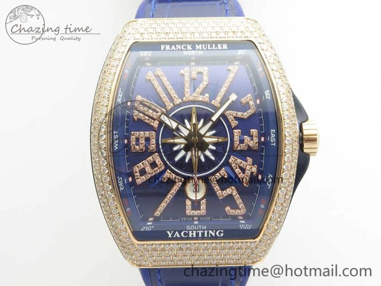 Vanguard V45 RG Full Diamonds Blue Textured Diamonds Markers on Blue Gummy Strap A StreetReady 6570
