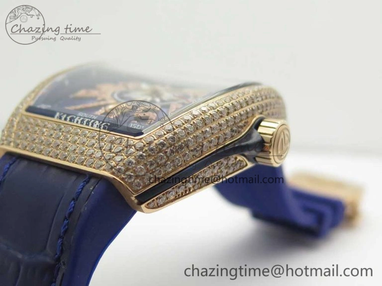 Vanguard V45 RG Full Diamonds Blue Textured Diamonds Markers on Blue Gummy Strap A StreetReady 6570