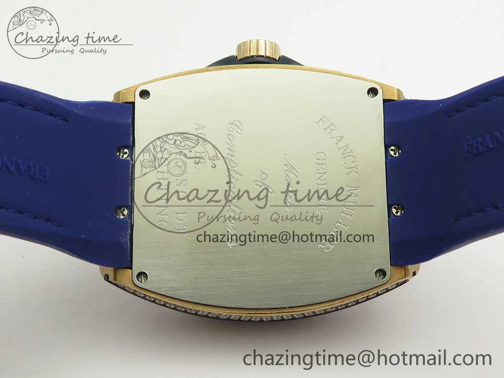 Bright Vanguard V45 RG Full Diamonds Blue Textured Numbers Markers on Blue Gummy Strap A 6573