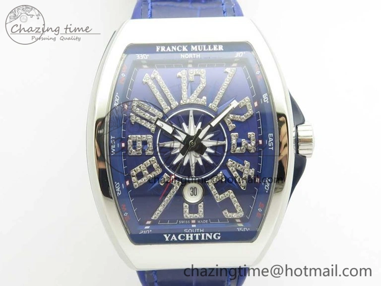 Affordable Vanguard V45 SS ABF Best Edition Blue Dial Diamonds Markers on Blue Gummy Strap A 6567