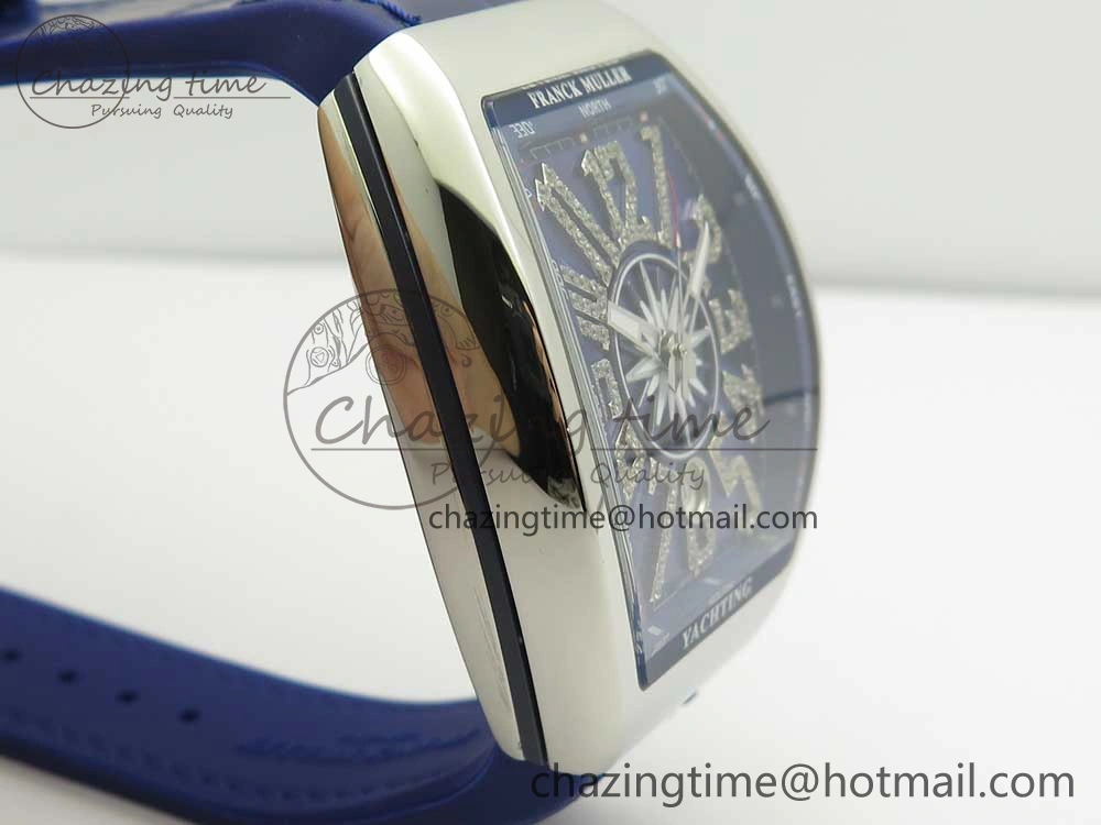 Affordable Vanguard V45 SS ABF Best Edition Blue Dial Diamonds Markers on Blue Gummy Strap A 6567