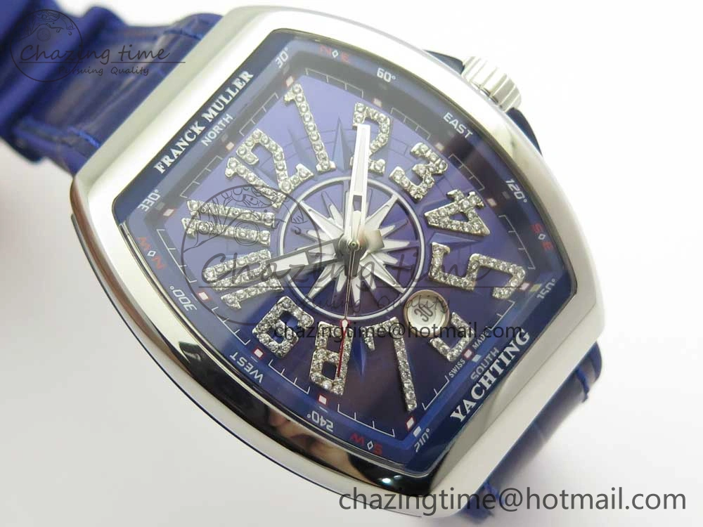 Affordable Vanguard V45 SS ABF Best Edition Blue Dial Diamonds Markers on Blue Gummy Strap A 6567