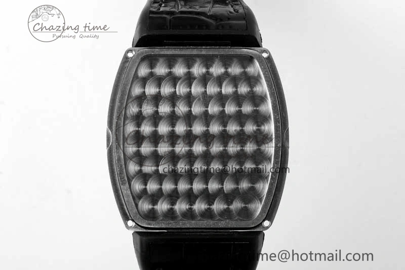 Supportive Vanguard V45 SS ABF Best Edition Full Diamonds Case Black Dial on Black Leather Strap A 6524