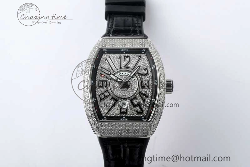 Vanguard V45 SS ABF Best Edition Full Diamonds Dial on Black Leather Strap A SunProtective 6521