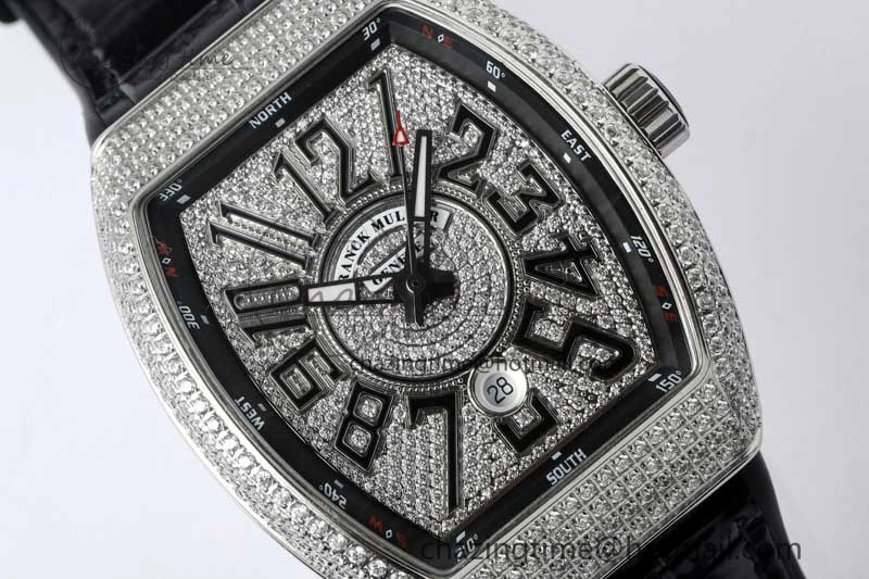 Vanguard V45 SS ABF Best Edition Full Diamonds Dial on Black Leather Strap A SunProtective 6521