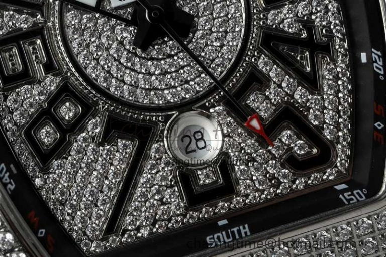 Vanguard V45 SS ABF Best Edition Full Diamonds Dial on Black Leather Strap A SunProtective 6521