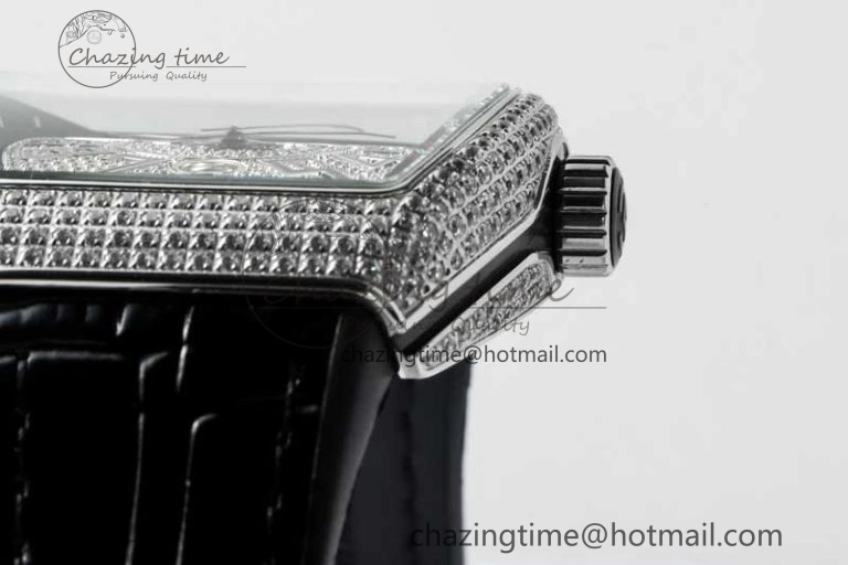 Vanguard V45 SS ABF Best Edition Full Diamonds Dial on Black Leather Strap A SunProtective 6521
