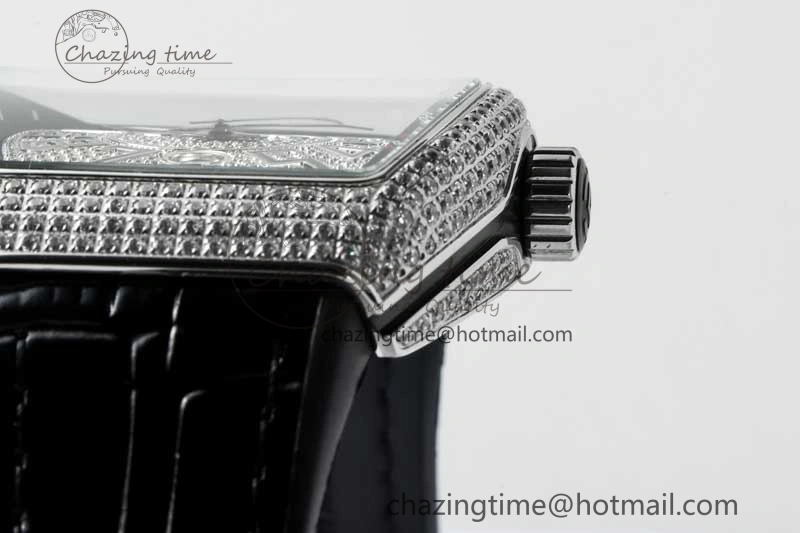 Vanguard V45 SS ABF Best Edition Full Diamonds Dial on Black Leather Strap A SunProtective 6521