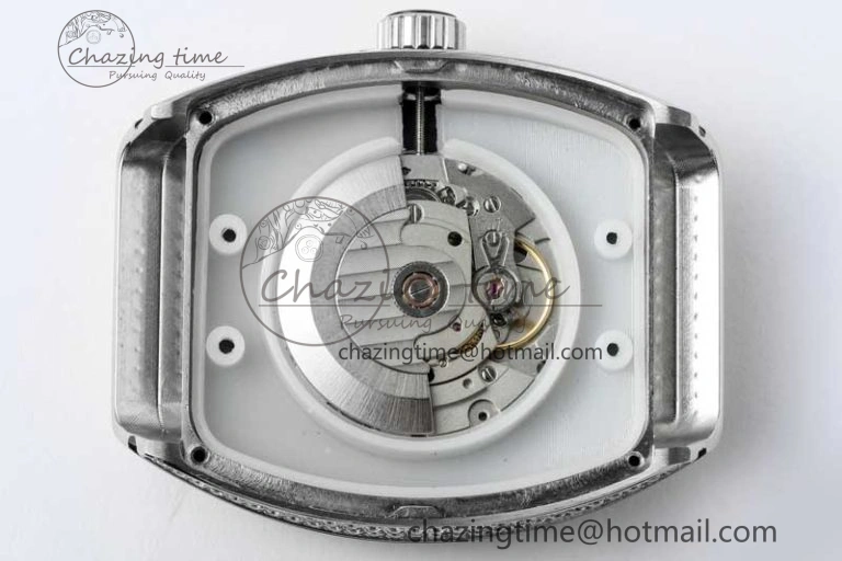 Vanguard V45 SS ABF Best Edition Full Diamonds Dial on White Leather Strap A WeatherProof 6525