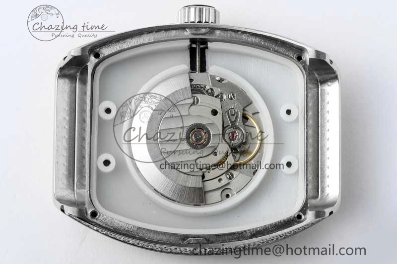 Vanguard V45 SS ABF Best Edition Full Diamonds Dial on White Leather Strap A WeatherProof 6525
