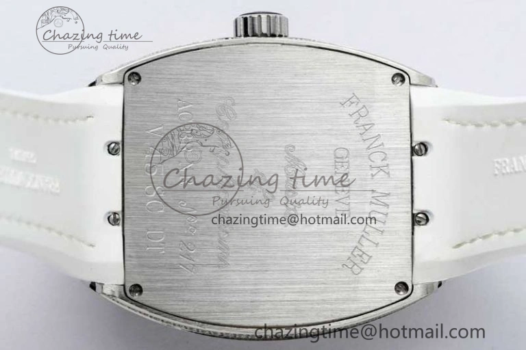 Vanguard V45 SS ABF Best Edition Full Diamonds Dial on White Leather Strap A WeatherProof 6525