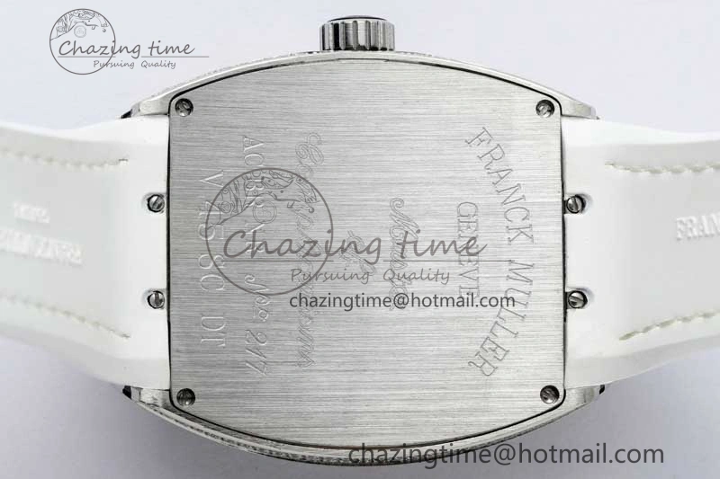 Vanguard V45 SS ABF Best Edition Full Diamonds Dial on White Leather Strap A WeatherProof 6525