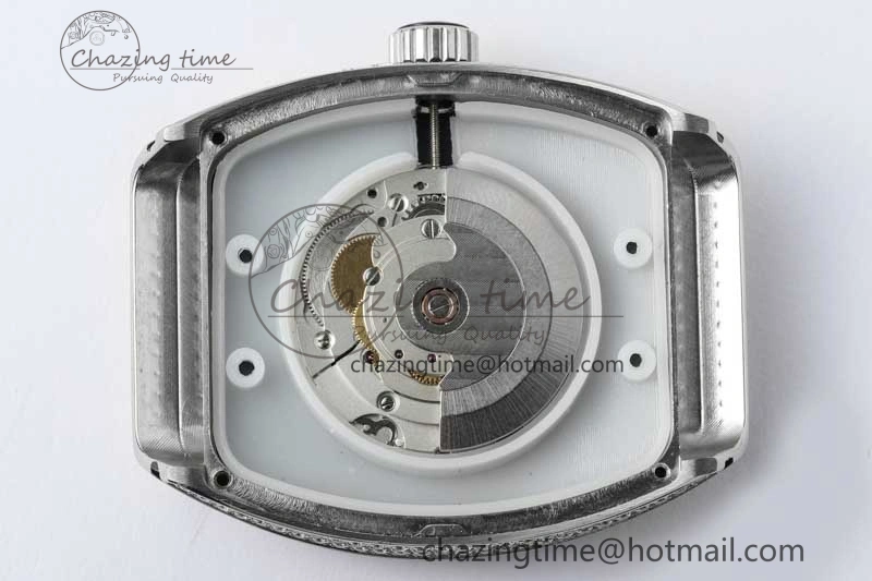 Vanguard V45 SS ABF Best Edition Full Diamonds Dial on White Leather Strap A WeatherProof 6525