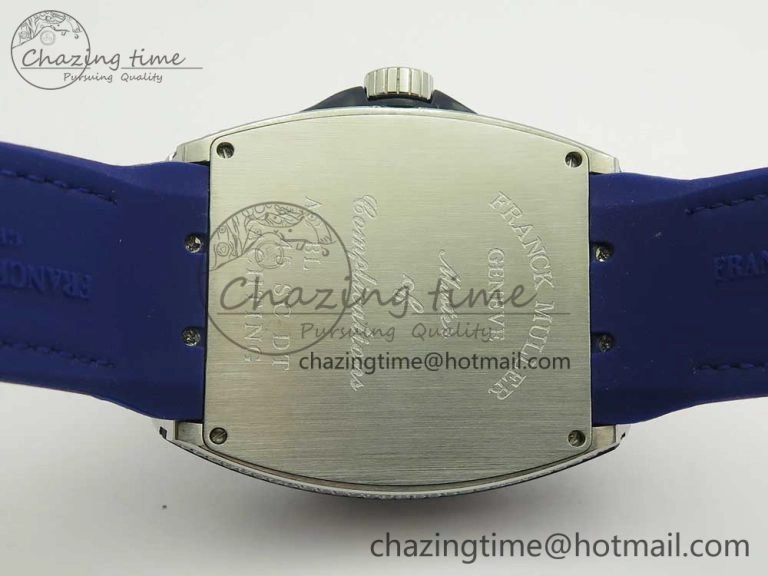 Vanguard V45 SS Full Diamonds Blue Textured Numbers Markers on Blue Gummy Strap A ModernLook 6565