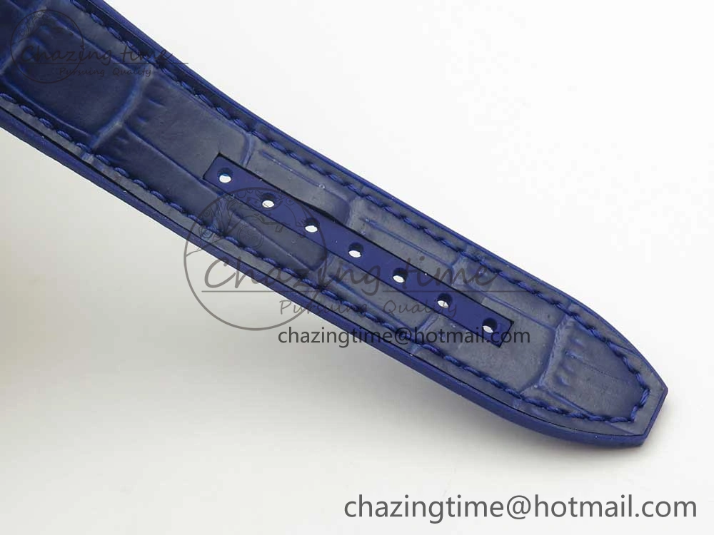 Vanguard V45 SS Full Diamonds Blue Textured Numbers Markers on Blue Gummy Strap A ModernLook 6565
