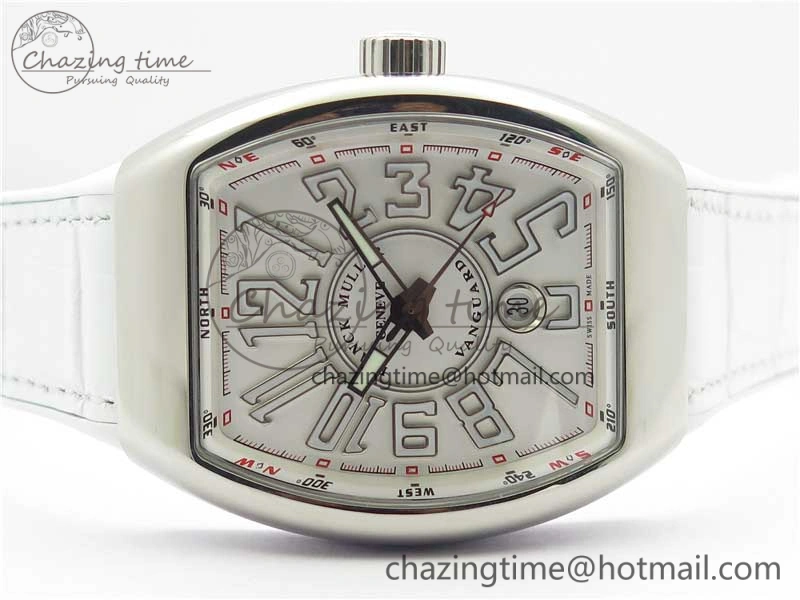 Sophisticated Vanguard V45 SS ZF Best Edition White Textured Dial on White Rubber Strap MIYOTA 6557