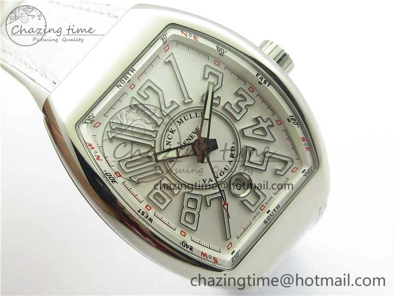 Sophisticated Vanguard V45 SS ZF Best Edition White Textured Dial on White Rubber Strap MIYOTA 6557