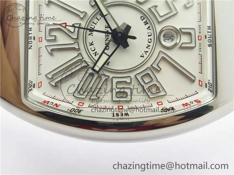 Sophisticated Vanguard V45 SS ZF Best Edition White Textured Dial on White Rubber Strap MIYOTA 6557