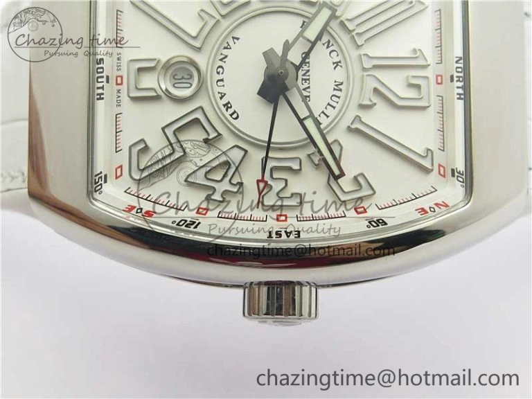 Sophisticated Vanguard V45 SS ZF Best Edition White Textured Dial on White Rubber Strap MIYOTA 6557