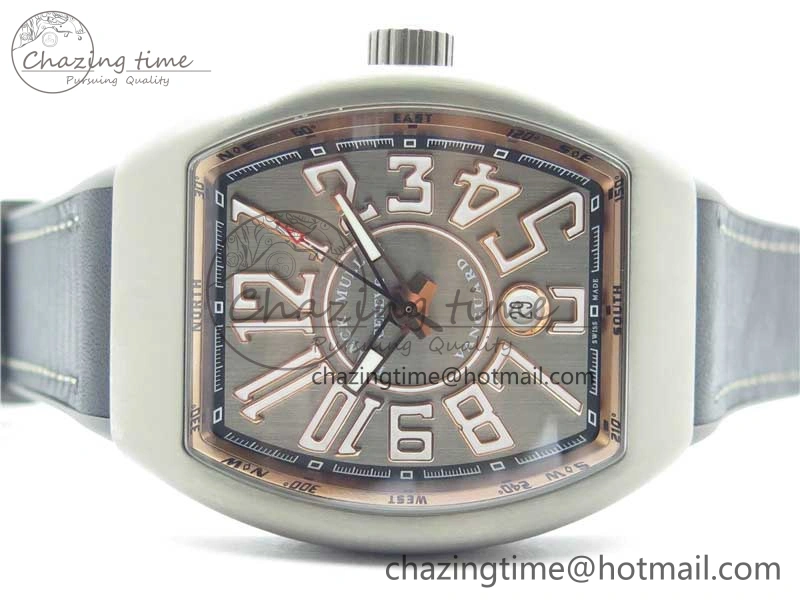 Vanguard V45 Titanium ZF 1:1 Best Edition Gray Dial on Broiwn Rubber Strap MIYOTA HighQuality 6558