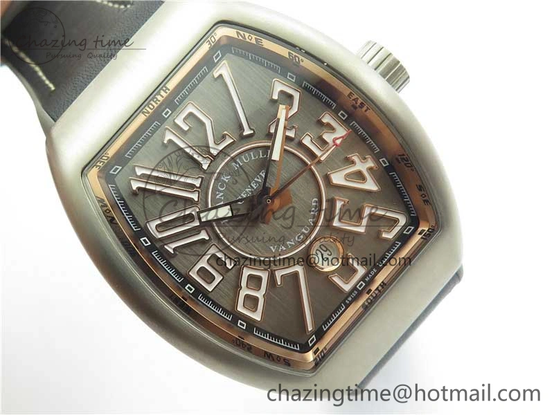 Vanguard V45 Titanium ZF 1:1 Best Edition Gray Dial on Broiwn Rubber Strap MIYOTA HighQuality 6558