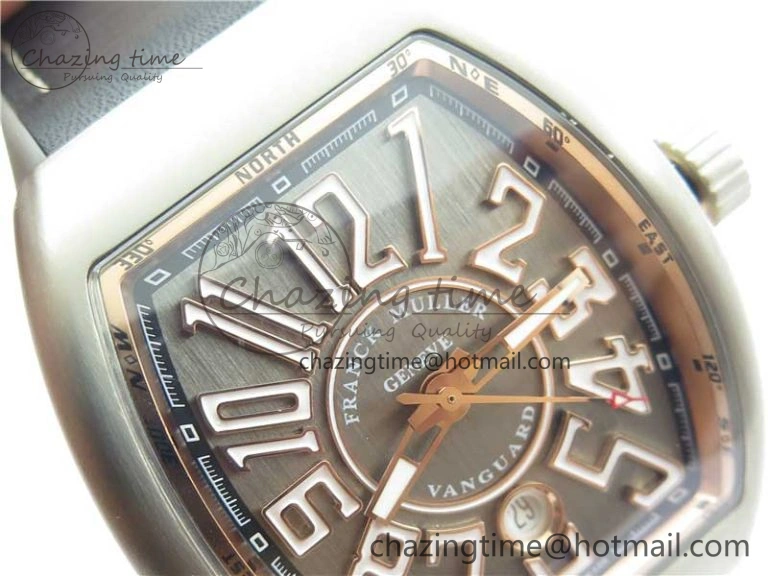 Vanguard V45 Titanium ZF 1:1 Best Edition Gray Dial on Broiwn Rubber Strap MIYOTA HighQuality 6558