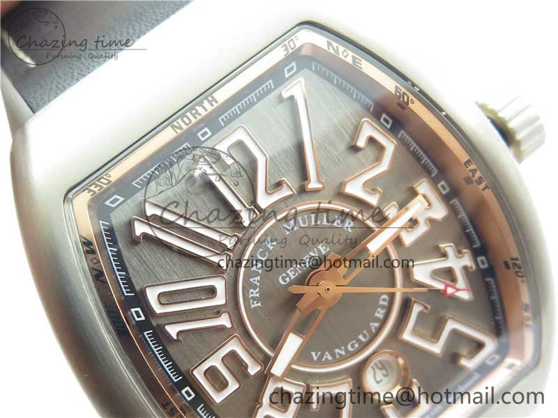 Vanguard V45 Titanium ZF 1:1 Best Edition Gray Dial on Broiwn Rubber Strap MIYOTA HighQuality 6558