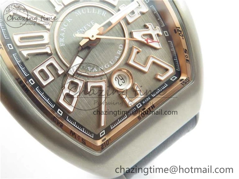 Vanguard V45 Titanium ZF 1:1 Best Edition Gray Dial on Broiwn Rubber Strap MIYOTA HighQuality 6558