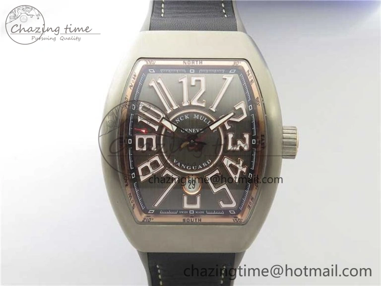 Vanguard V45 Titanium ZF 1:1 Best Edition Gray Dial on Broiwn Rubber Strap MIYOTA HighQuality 6558