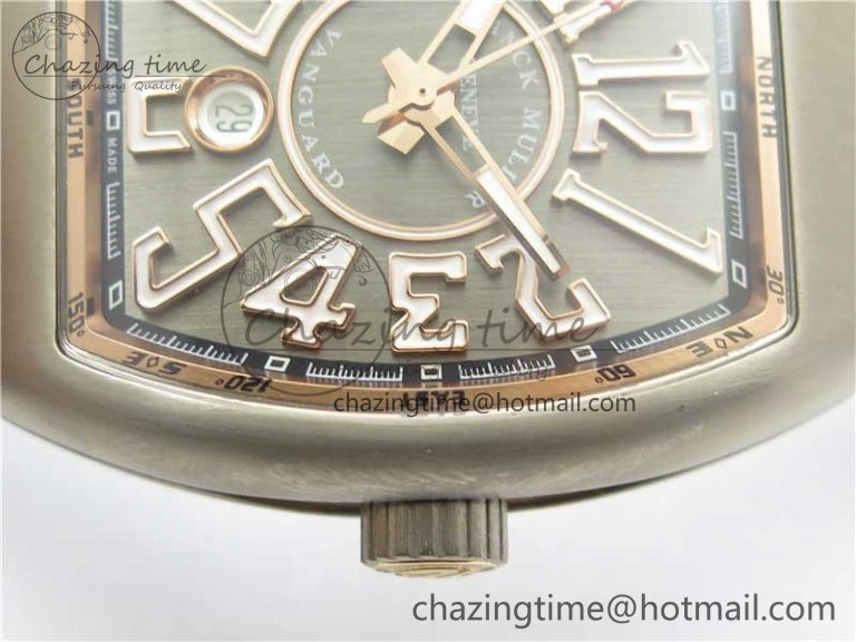 Vanguard V45 Titanium ZF 1:1 Best Edition Gray Dial on Broiwn Rubber Strap MIYOTA HighQuality 6558